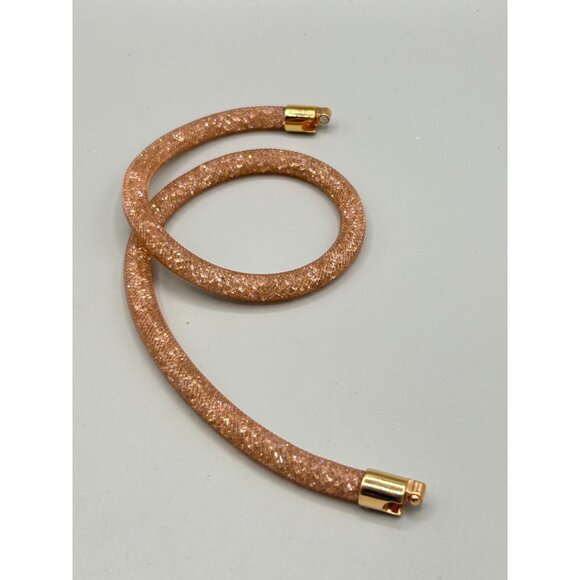 Swarovski Stardust Rose Double Wrap Bracelet Gold Tone Closure Tubular Design - Picture 7 of 7